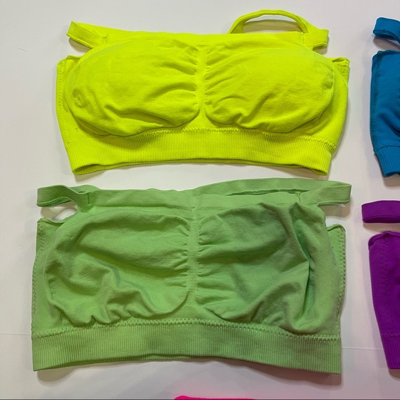 Bralettes All 6 in Neon Yellow, Green, Hot Pink, Blue & Purple Size S/M - Picture 7 of 9